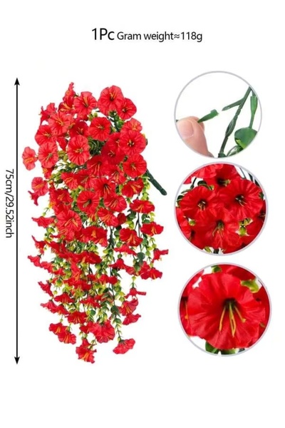 Choice1 1 pc Red Artificial Flowers Vine Morning Glory Wedding Wreath Home Ro...