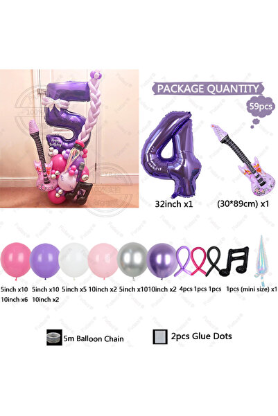 Choice5 other 4 59pcs Guitar Balloon Purple Numbers 1-9 Birthday Balloon Set ...