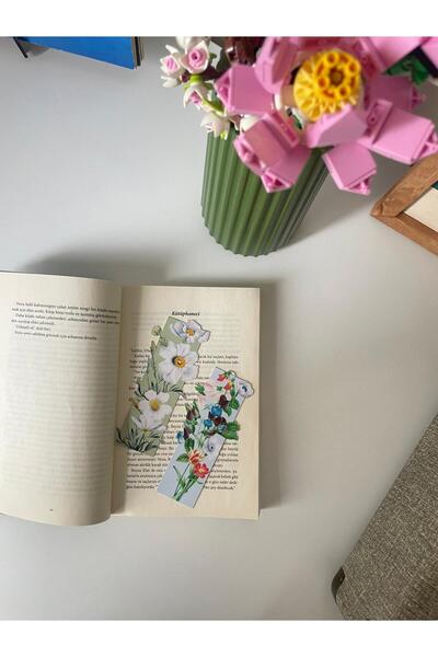 tinystoriestr Kitap Ayracı - Çiçek Temalı Özel Kesim-7