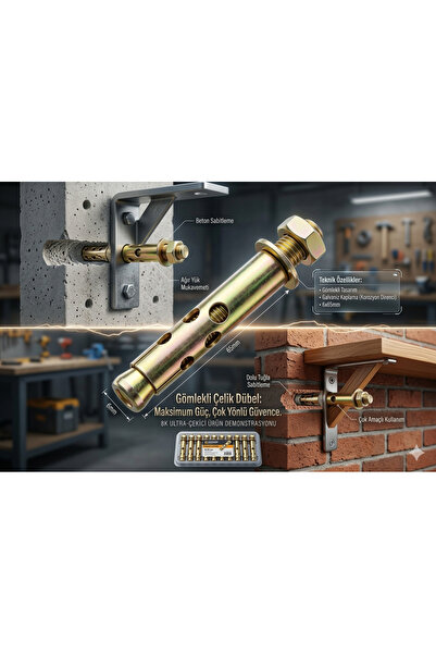 EMİRHANNALBUR 6x65 mm Gömlekli Tip Çelik Dübel Takımı 10'lu Paket