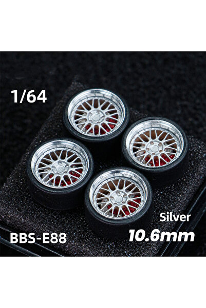 Choice11 عجلات سيارات BBS E88 فضية بمقياس 1:64، 4 قطع في مجموعة واحدة، جنوط م...