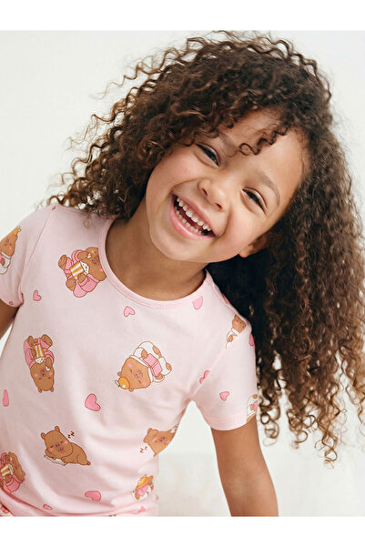 LC Waikiki Crew Neck Girls' Shorts Pajamas Set