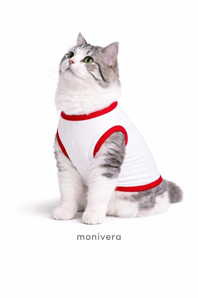 Modetra New Season Summer Unprinted Solid Color Ribbed Cat & Dog Outfit - Und...