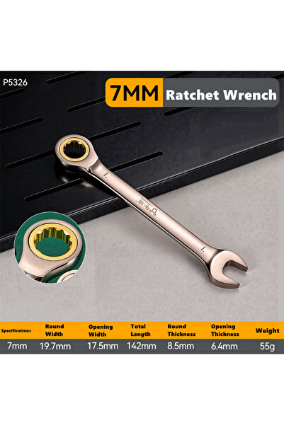Choice16 7mm 6-22mm Key Wrench Flexible Golden Ratchet Wrenches Torque Univer...