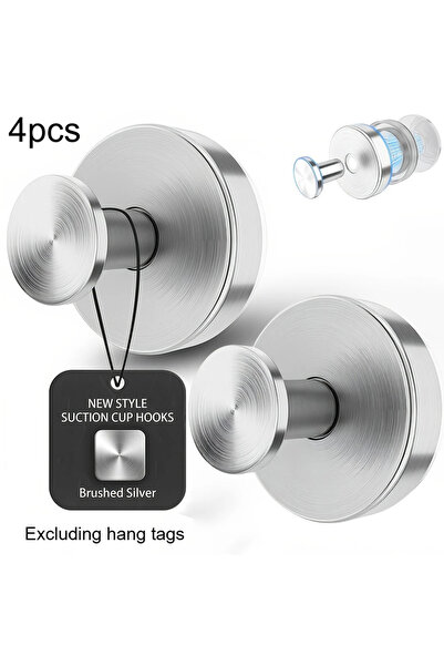 Choice6 silvery 4pcs Vacuum Suction Cup Hooks Punch Free Bath Sucker Hook Wal...