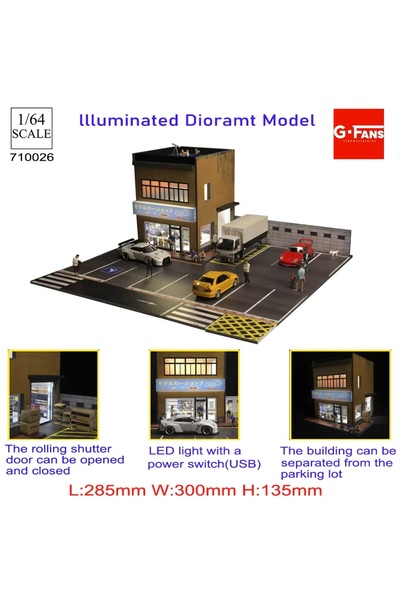 Choice1 710026 GFans 1/64 Scale Car Garage Miniatures Model Car Parking Lot D...