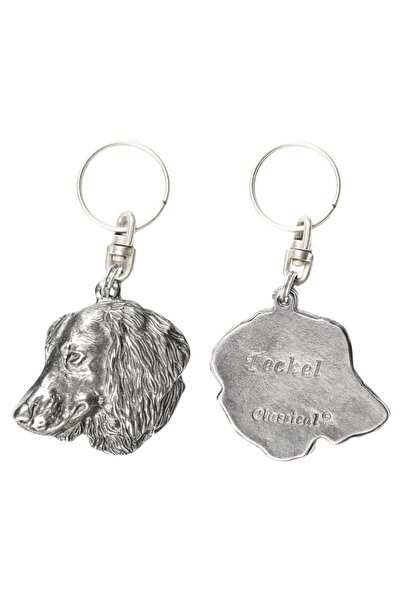 Art - Dog Dachshund IV - Silver-plated dog pendant, handbag decoration, backp...