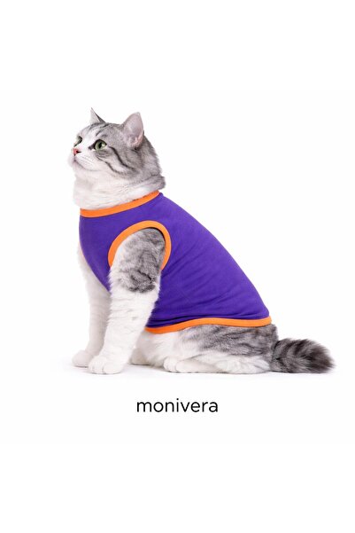 Modetra New Season Summer Unprinted Solid Color Ribbed Cat & Dog Outfit - Und...