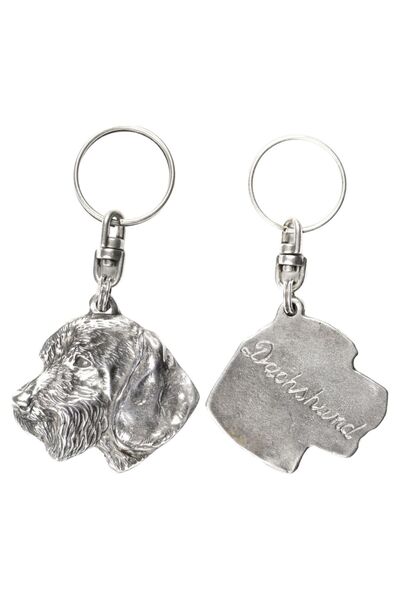 Art - Dog Dachshund III - Silver-plated dog pendant, handbag decoration, back...