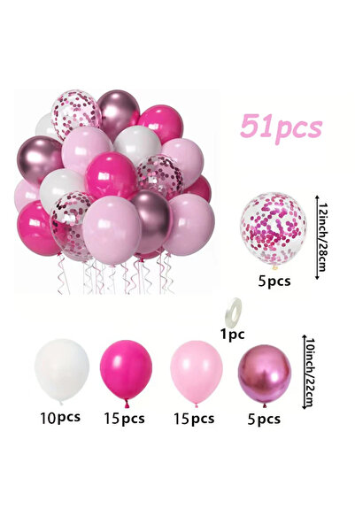 Choice1 As Picture 6 50PCS Macaron Pink & Purple Balloon Set - Metallic & Con...