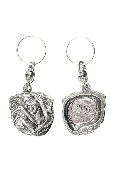Art - Dog Pug II - Silver-plated dog pendant, handbag decoration, backpack pe...