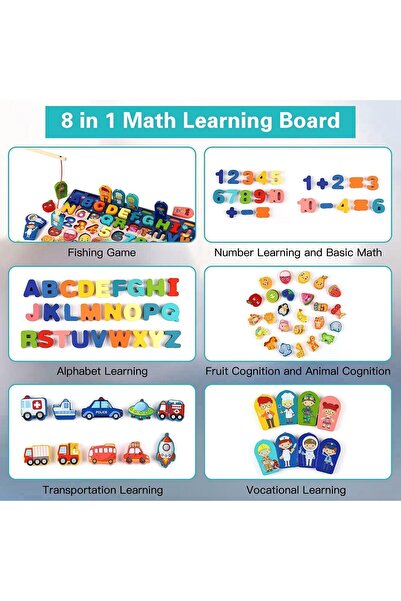 KIDSAVIA - Montessori Toys for Toddlers - 8 in 1 Shape Sorter Number & Math Stacking Blocks