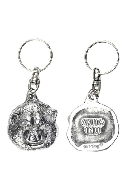Art - Dog Akita, Akita Inu - Silver-plated dog pendant, handbag decoration, b...