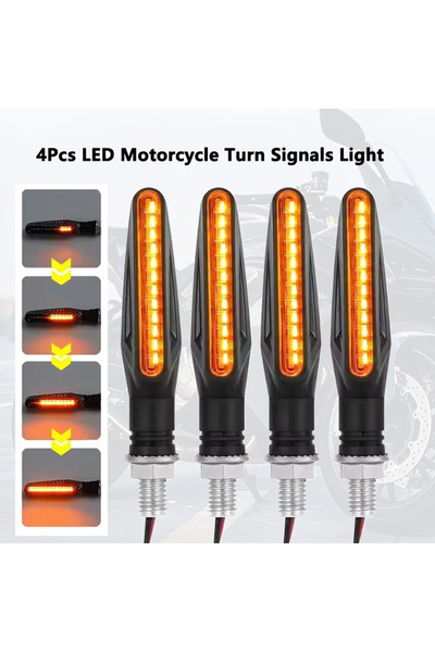 Choice 4pcs Universal Motorcycle Led Turn Signals Blinker Flowing Water Flash...