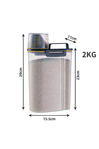 Choice1 2KG Black 1.5kg/2kg Cup Food Store Container Dog Cat Measuring Pail P...