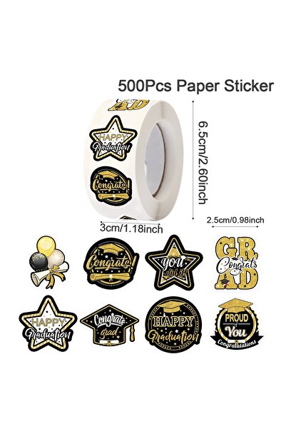 Choice as shown 360 500pcs Graduation Round Stickers Bachelor Cap Congrats Gr...