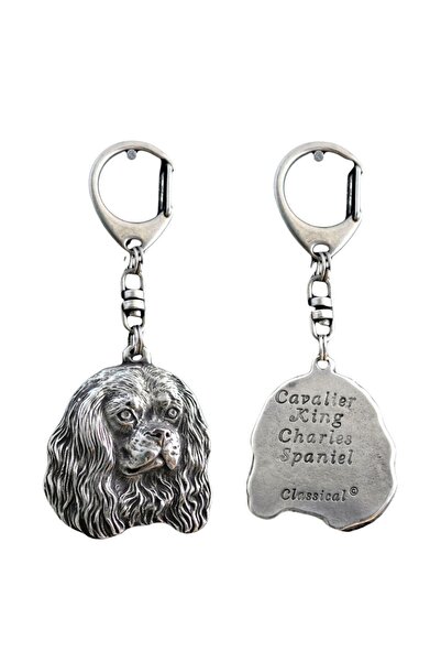Art - Dog Cavalier King Charles Spaniel - Breloc placat cu argint cu câine, d...