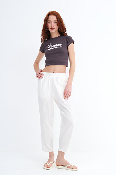 Addax Παντελόνι με δαντελένια λεπτομέρεια στο πλάι PN00385