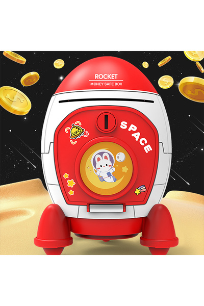 Choice1 Red Rocket Piggy Bank Toy, Key Unlocking Spacecraft Large Capacity Mo...