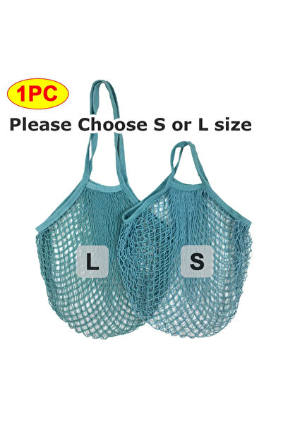 Choice38 حقيبة تسوق شبكية قطنية محمولة قابلة لإعادة الاستخدام، مقاس L 63x35 س...