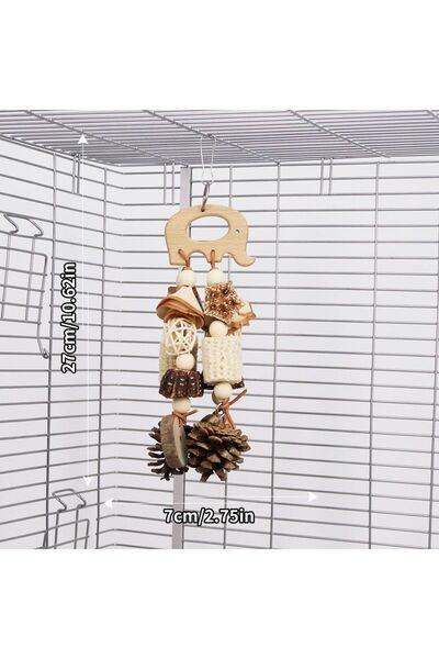 Choice1 ML1507 Bird Parrot Toy Wooden Animal Shaped Rattan Ball Pine Cone Cor...