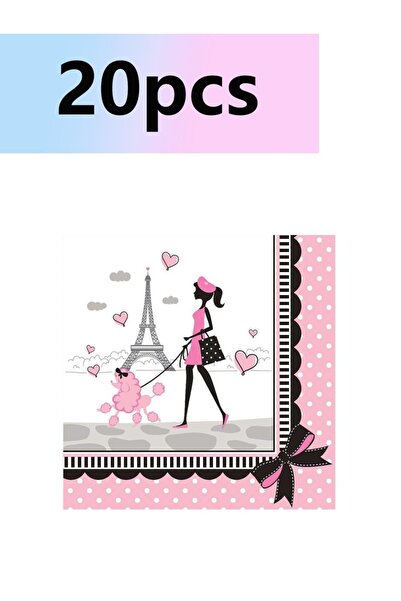 Choice3 20pcs napkin Paris Eiffel Tower Theme Party Plates, Napkins, Cups Wed...