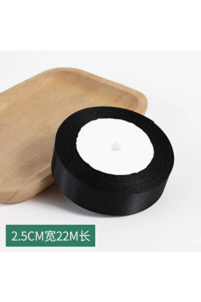 Choice4 ribbon 25mm black 1pc 22 Meters/Roll (6mm-50mm) Black Polyester Satin...