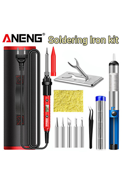 Choice8 مجموعة ANENG SL105 الحمراء الأوروبية المكونة من 12 قطعة، مكواة لحام ك...