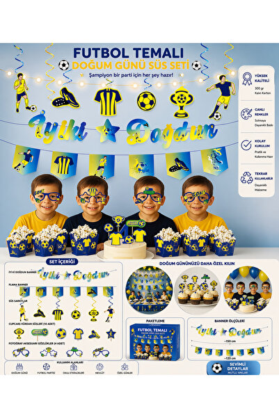 Ege Pastacılık Football Themed Birthday Decorations Set |   Happy Birthday Ba...