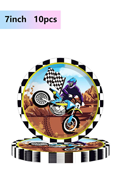 Choice1 10 قطع أطباق بحجم 7 بوصات بتصميم دراجات نارية للطرق الوعرة، مجموعة أط...