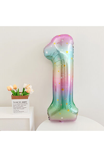 Choice8 40inch number 1 40inch Star Sky Gradient Digital Foil Balloon Rainbow...
