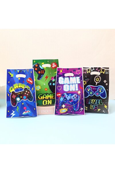 Choice 16.5X25Cm Other 50 Game Party Themed Plastic Gift Bags, Cyber Neon Sty...