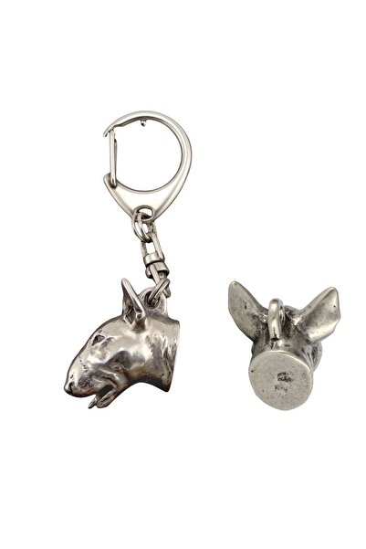 Art - Dog Bull Terrier - Silver-plated key ring with dog, handbag decoration,...
