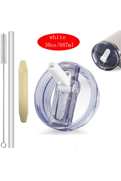 choice2 White 30oz Flip Straw Lid for Stanley 2.0 Tumbler Leak Proof Lid Repl...