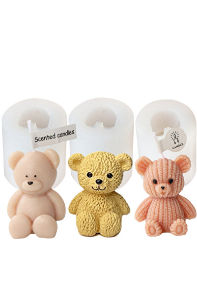 Choice Bear Mold Set 3PCS 3D Cute Bear Candle Making Mould Mini Teddy Bear Sc...