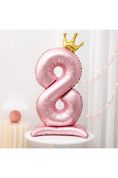 Choice14 Pink Style A-42inch 8 32/42inch Crown Decor Pink Aluminum Foil Digit...