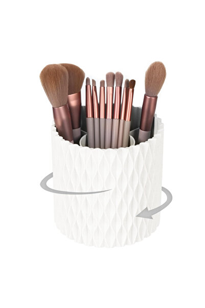 Choice WHITE 360 Rotation Large Capacity Makeup Brush Bucket Cosmetic Brushes...