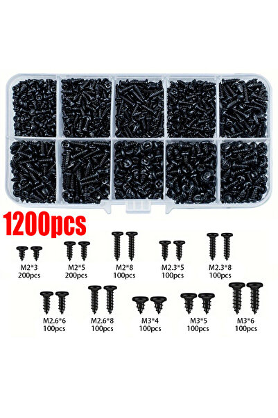 Choice YTZG-1200pcs 1200-piece M2 Black High-Strength Self-Tapping Screw Set ...