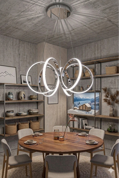Lzy Avize Store Twister Krom LED Sarkıt Avize 3 Renk | Salon, Yemek Masası ve...