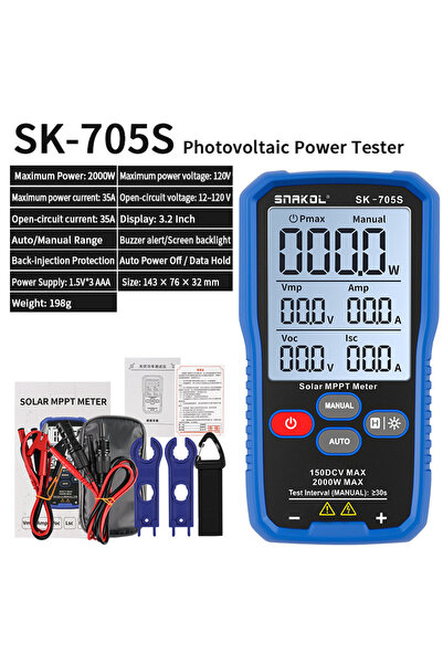 Choice1 SK-705S SNAKOL SK-705S 2000W Solar Panel Tester MPPT Meter Open Circu...