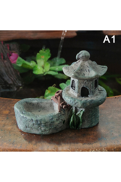 Choice1 JETTING A1 Mini Retro Pond Tower Resin Craft Fairy Garden Decor Figur...