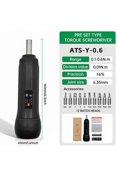 Choice1 مفك براغي ATS-Y-0.6 مسبق الضبط بعزم دوران قابل للتعديل يدوي 0.6/1.2/3...