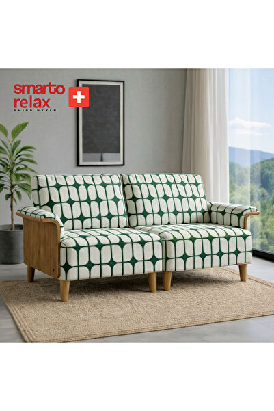 Smarto relax İstanbul İkili Koltuk 180 cm – Polyester Kumaş, Ahşap İskelet, A...