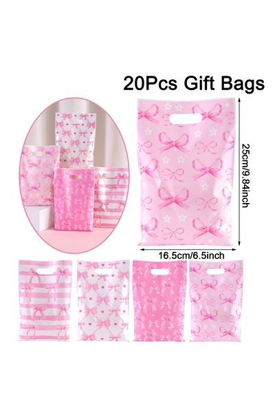 Choice1 as shown 20pcs 10/20/50Pcs Pink Bow Gift Bags Cake Snack Candy Bags 1...