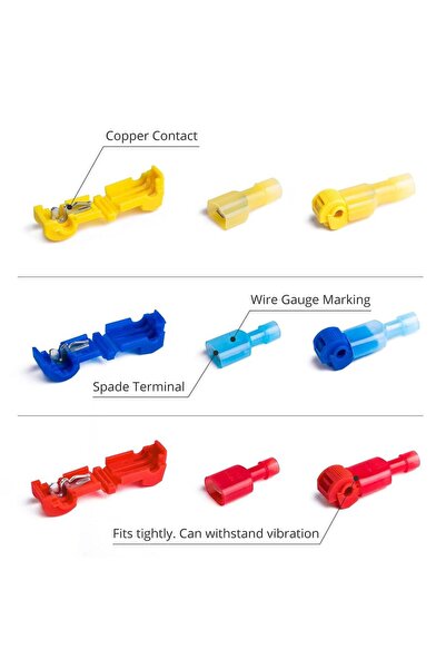 Choice 50pcs in bag mix T Tap Wire Connectors, 60/50/40pcs Self-Stripping wit...