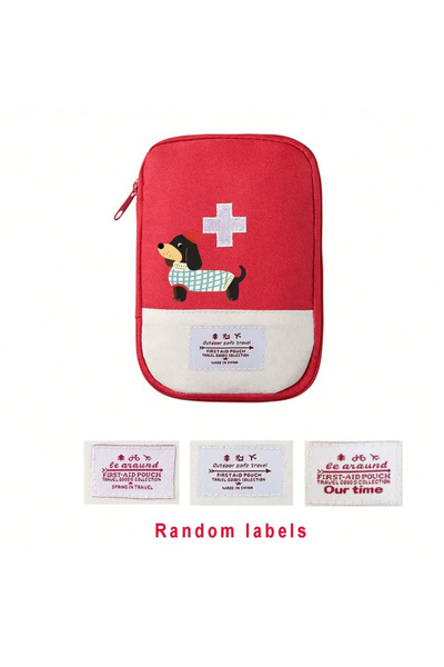 Choice Red 1Pc Cartoon Dachshund Print Compact Travel Medicine Organizer Fami...