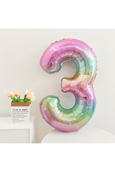Choice3 40inch number 3 40inch Star Sky Gradient Digital Foil Balloon Rainbow...