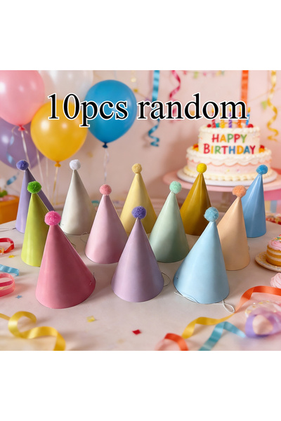Choice 10pcs random 5/10 colorful birthday party hats | Macaroon cone-shaped ...