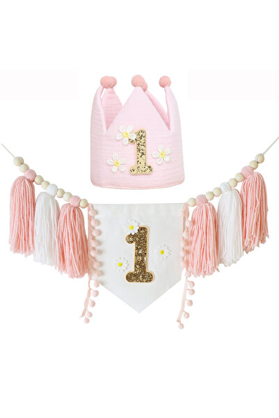 Choice3 pink set Boho 1st Birthday High Chair Banner Pink Party Decoration Fo...