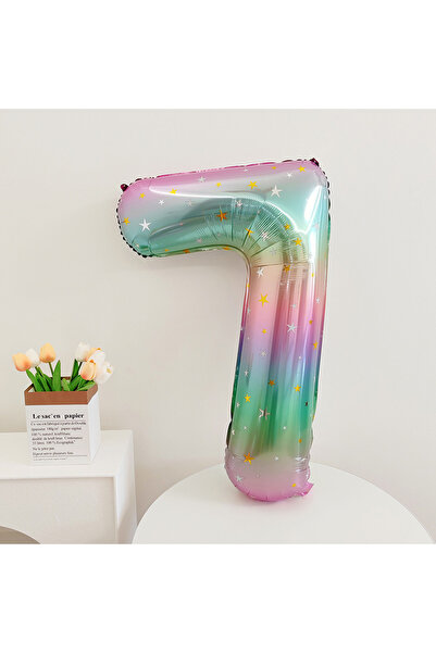 Choice 40inch number 7 40inch Star Sky Gradient Digital Foil Balloon Rainbow ...